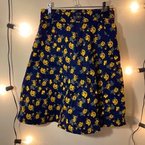 Yellow rose pattern skirt